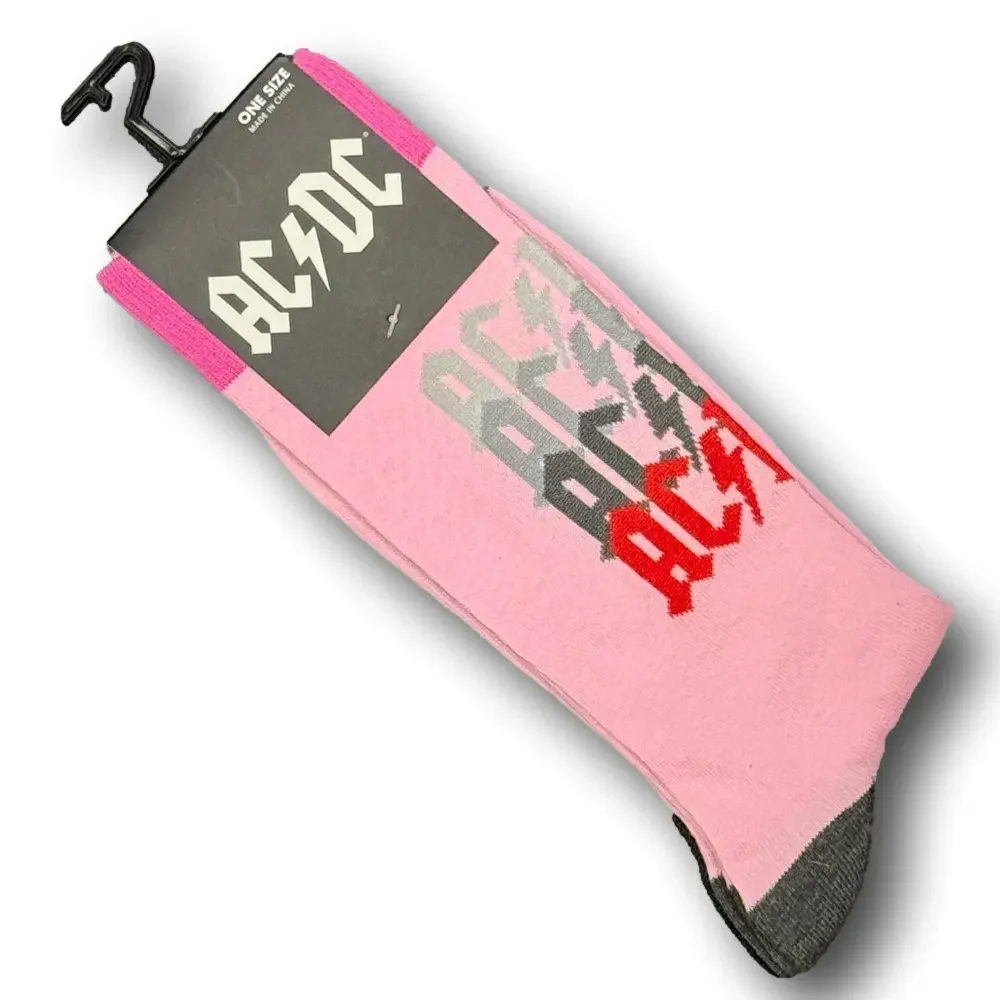 3/$20 AC/DC Retro Funny Novelty Crew Socks - NWT